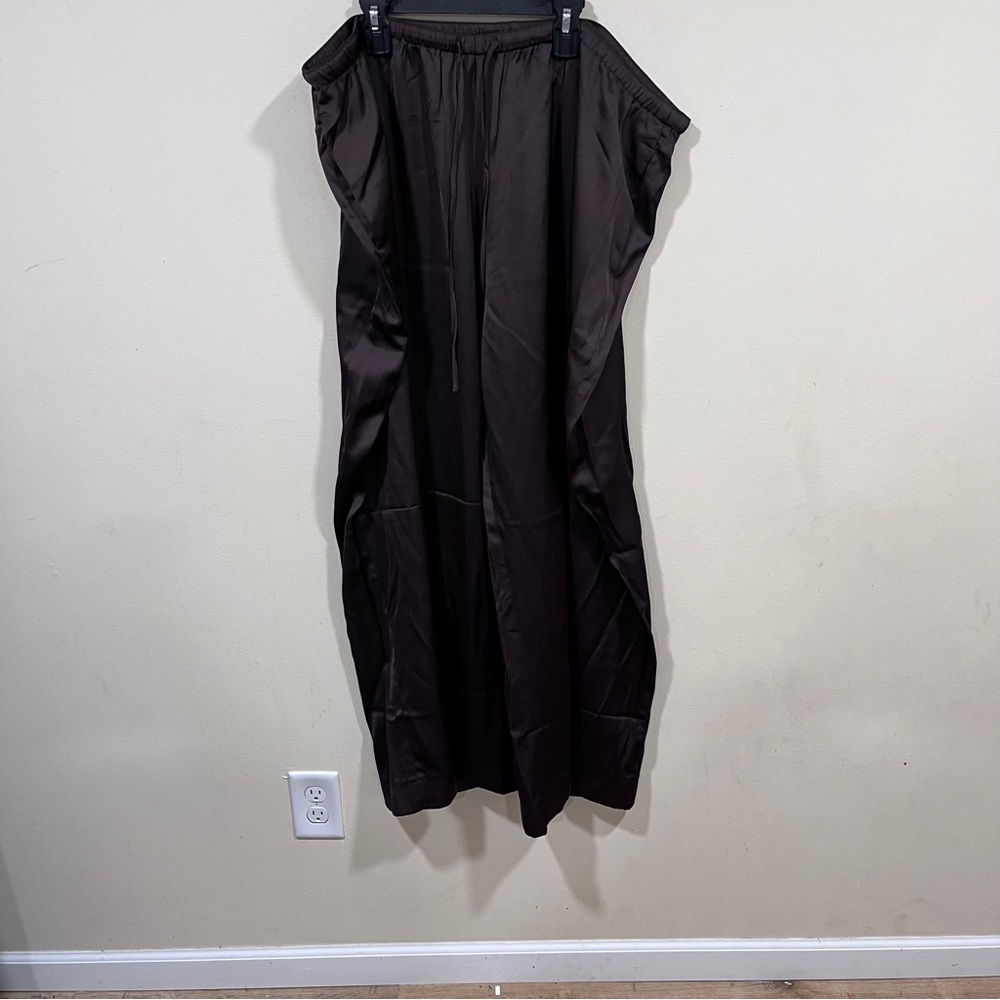NWT Abercrombie Satin Pull On Pants - Dark Brown size XXL short wide leg - Picture 4 of 11